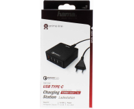 HAMA Stacja ładująca sieciowa 1xUSB QC, 3xUSB, 1xUSB-C, 8A czarna - 1382150 - zdjęcie 3